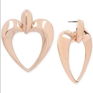 NWT Robert Lee Rose Gold Open Heart Drop Earrings